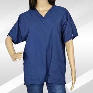 2/$20 Cherokee Workwear Navy Blue Scrub Top Size M | Medical Uniform